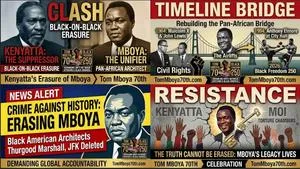 Kenyatta's Black on Black Racism, President Moi's Torture Chamber, fighting Kenya erasure of Tom Mboya, Black Freedom 250th & Tom Mboya 70th; effort to advance unity between Africans & Black America